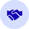 Icône bleue serrage de mains