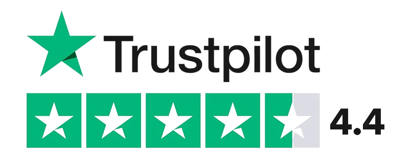Le logo de Trustpilot et la note de Qivio sur cette plateforme.