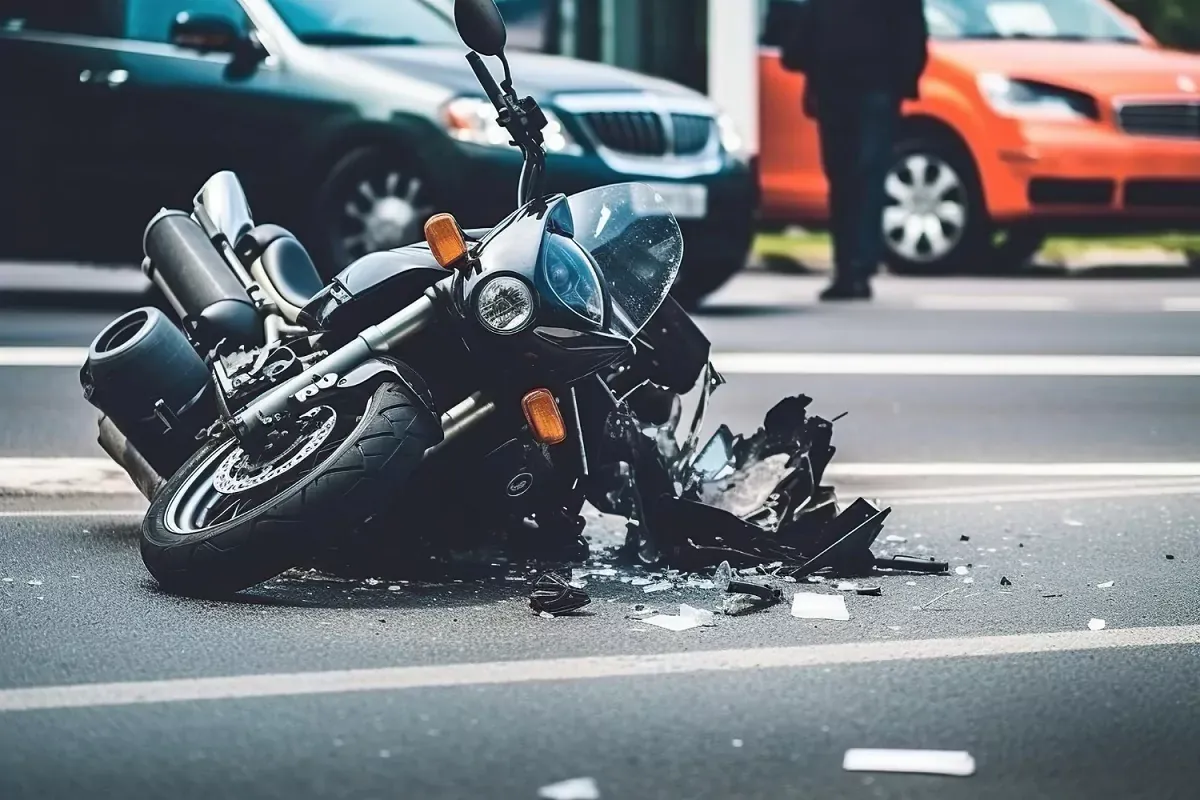 Une moto accidentée sur la route.