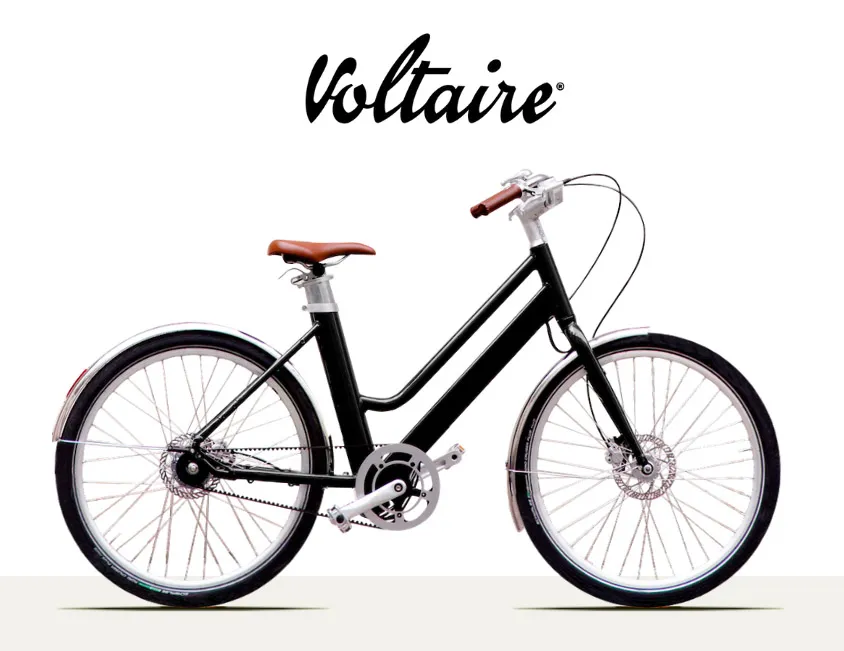Un vélo noir Voltaire sur fond blanc