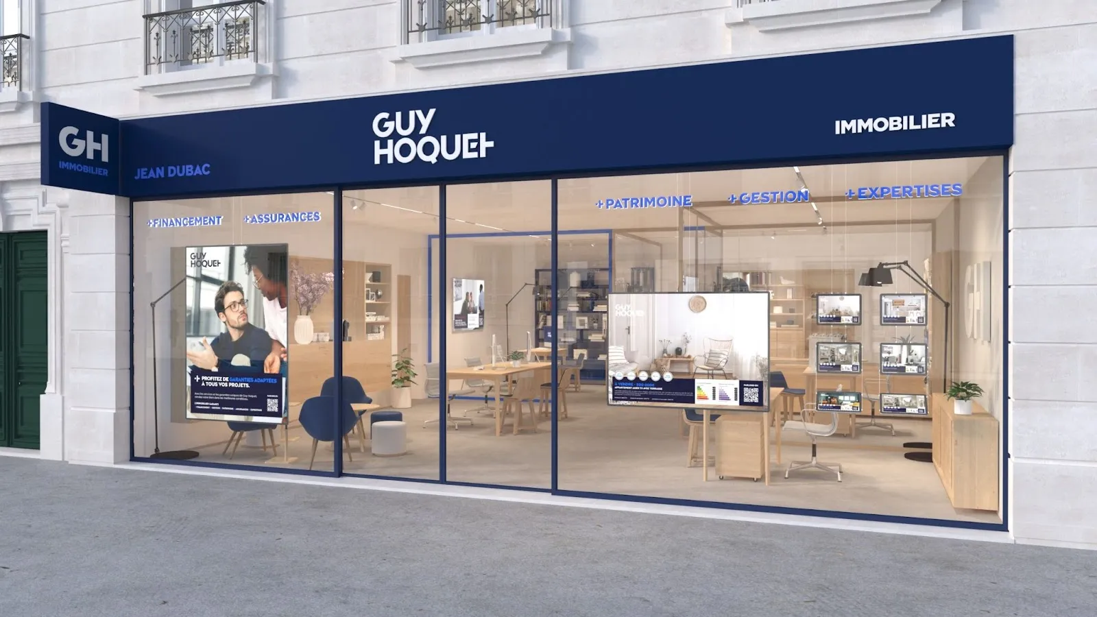 Photo de la devanture de l'agence immobilière Guy Hoquet.