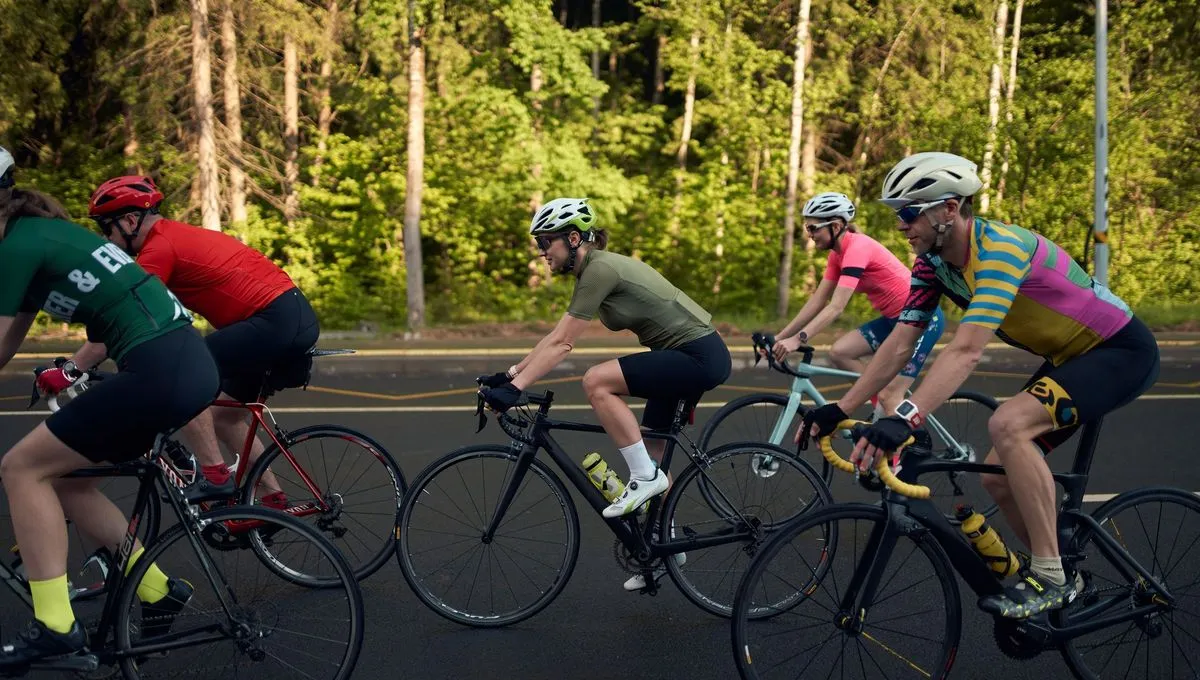Un groupe de cycliste en pleine course.