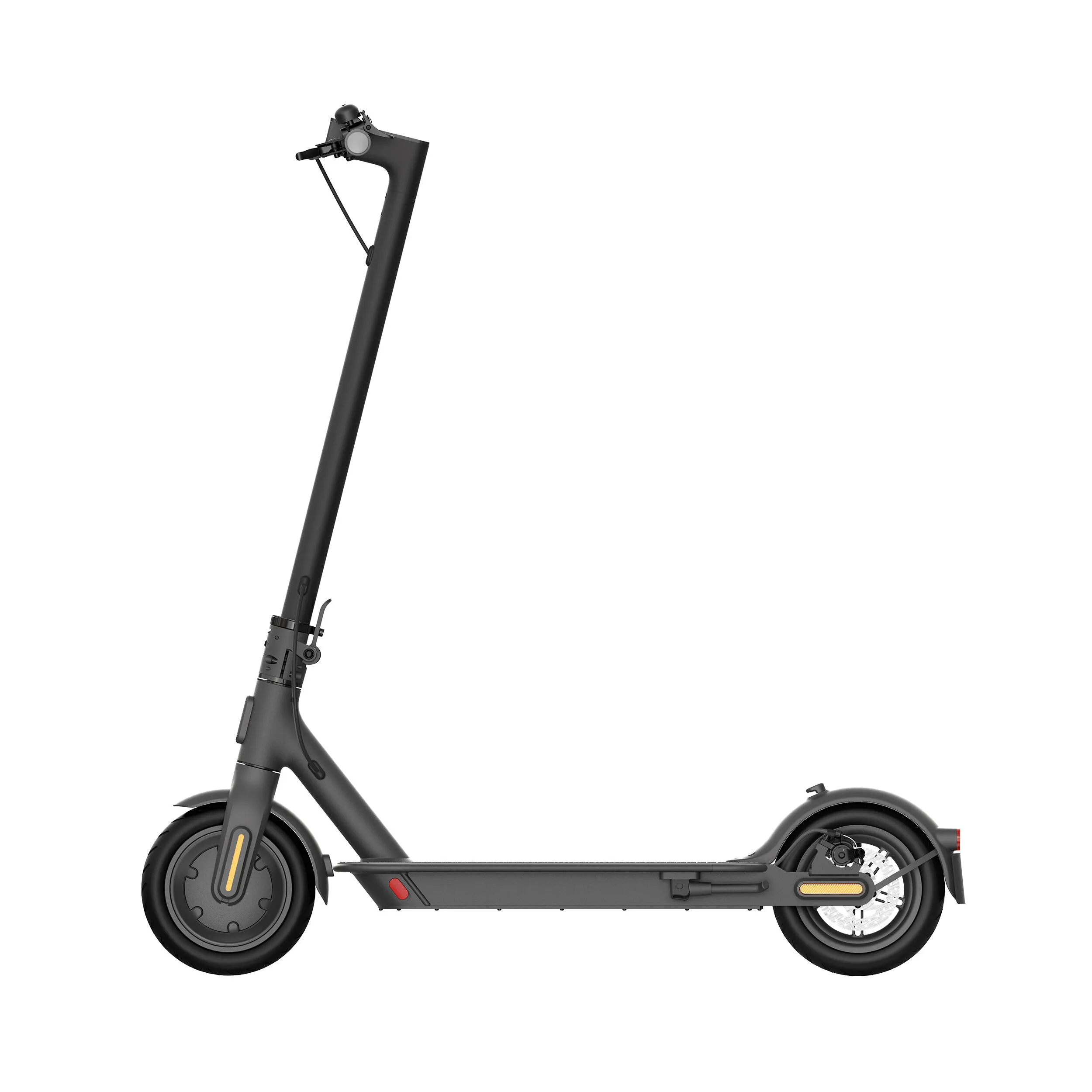 Une trottinette grise sur un fond blanc