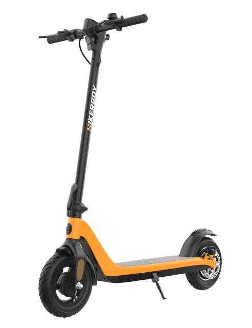 Une trottinette électrique orange et noire