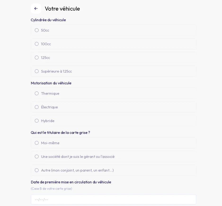 Page de critères de véhicules