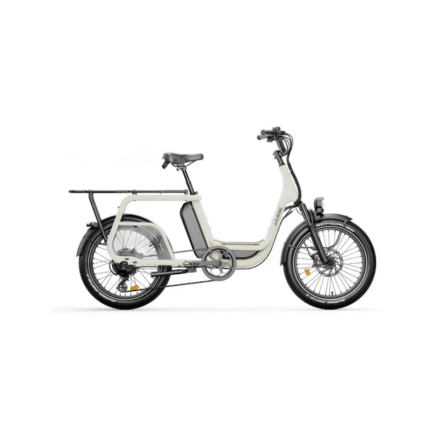 Un vélo électrique longtail gris