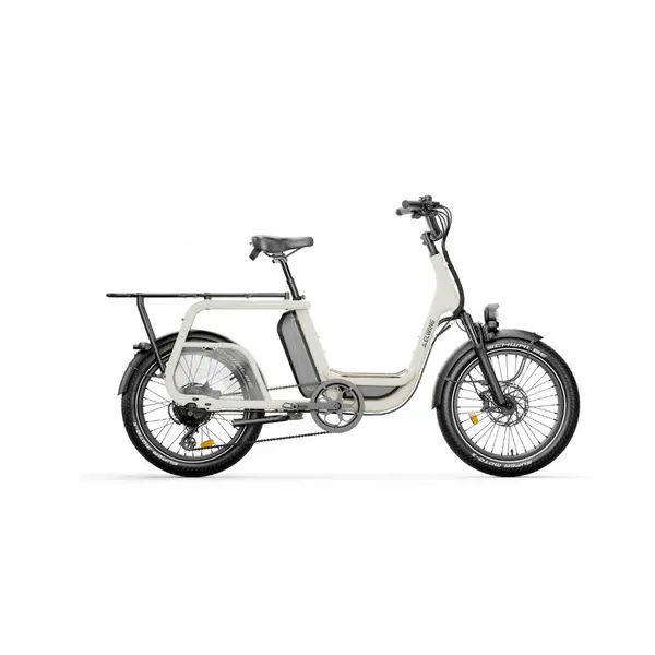 Un vélo électrique longtail gris