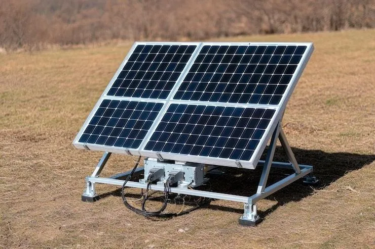 Des panneaux solaires avec des kits complets sur un support en métal