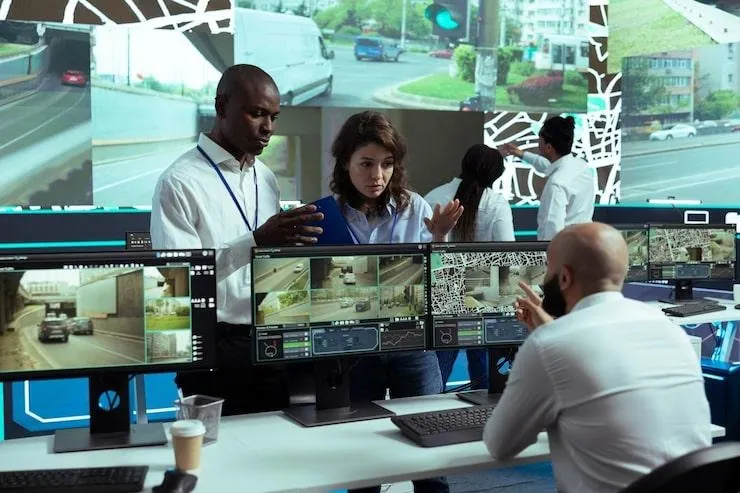 Des professionnels de la télésurveillance devant un écran