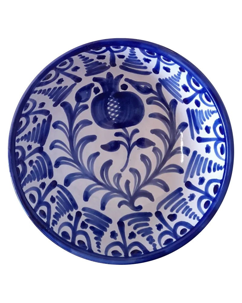 Granada Fajalauza Round Serving Bowl in Blue