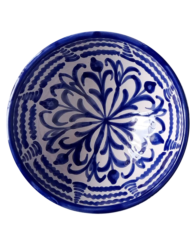 Maricruz Fajalauza Round Serving Bowl in Blue