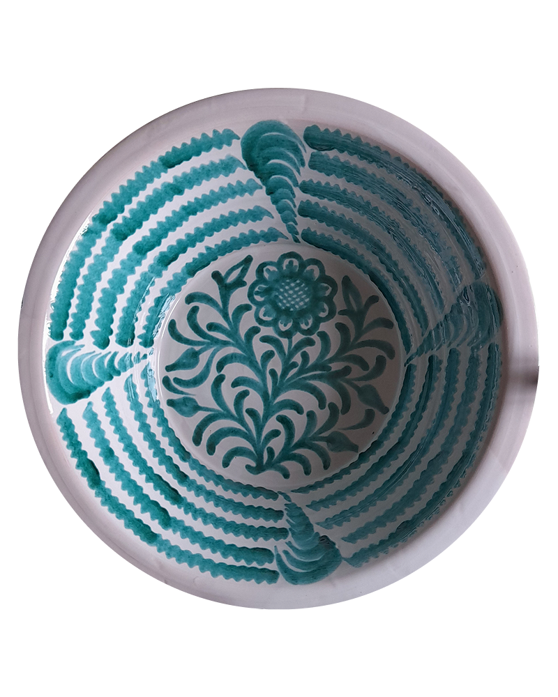 Gavilla Traditional Spanish Lebrillo in Green with White Border