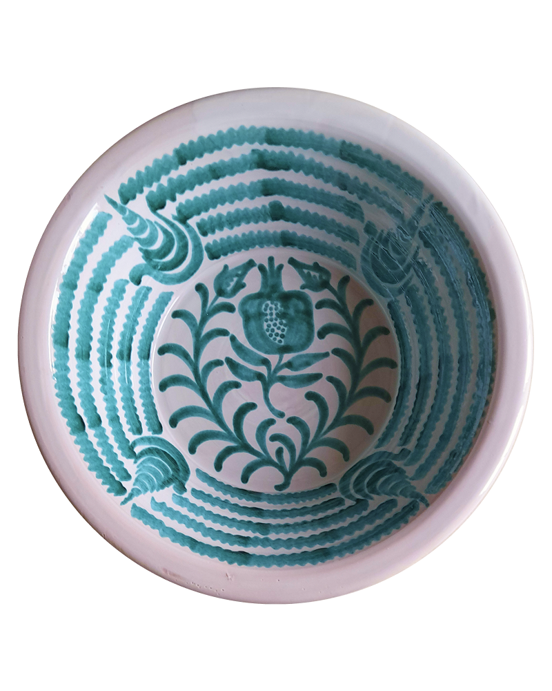 Granada Traditional Spanish Lebrillo in Green with White Border