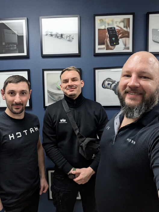 three men at Hatch