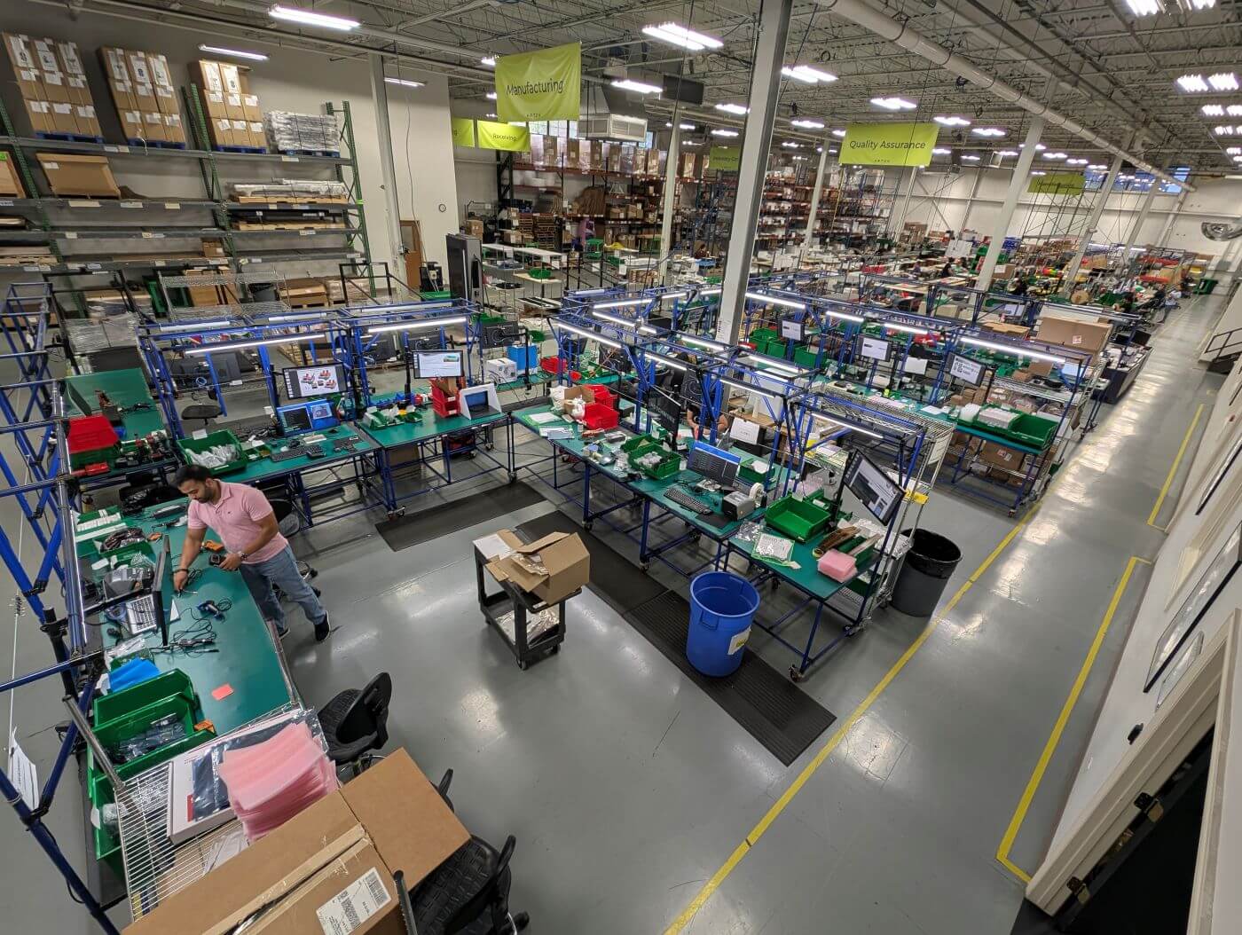 Aerial view of manufacturing plant layout