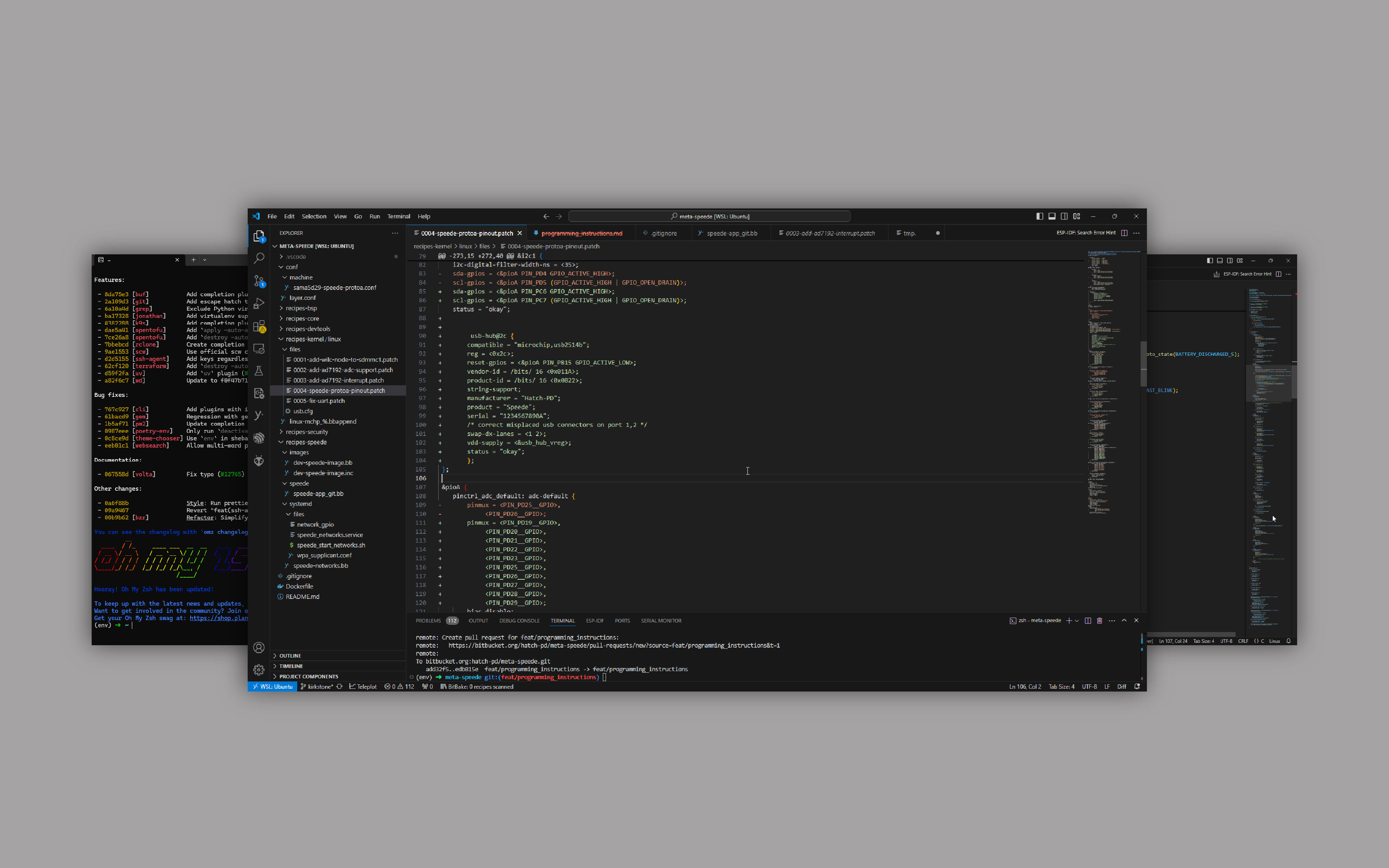 Three screens of code showing custom software engineering services