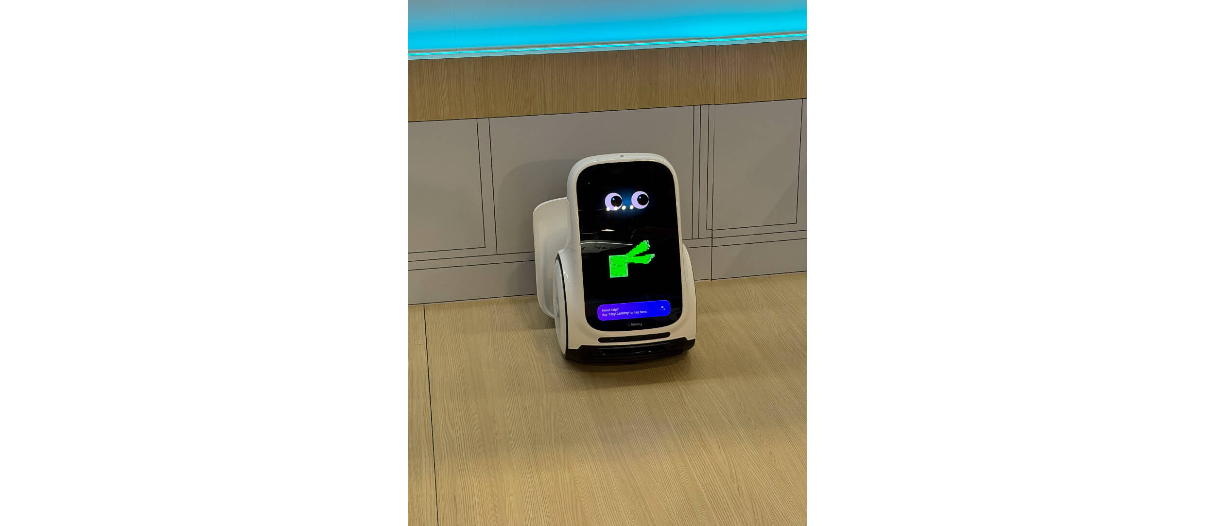 A face on a robot at CES 2026 including eyes and a mouth