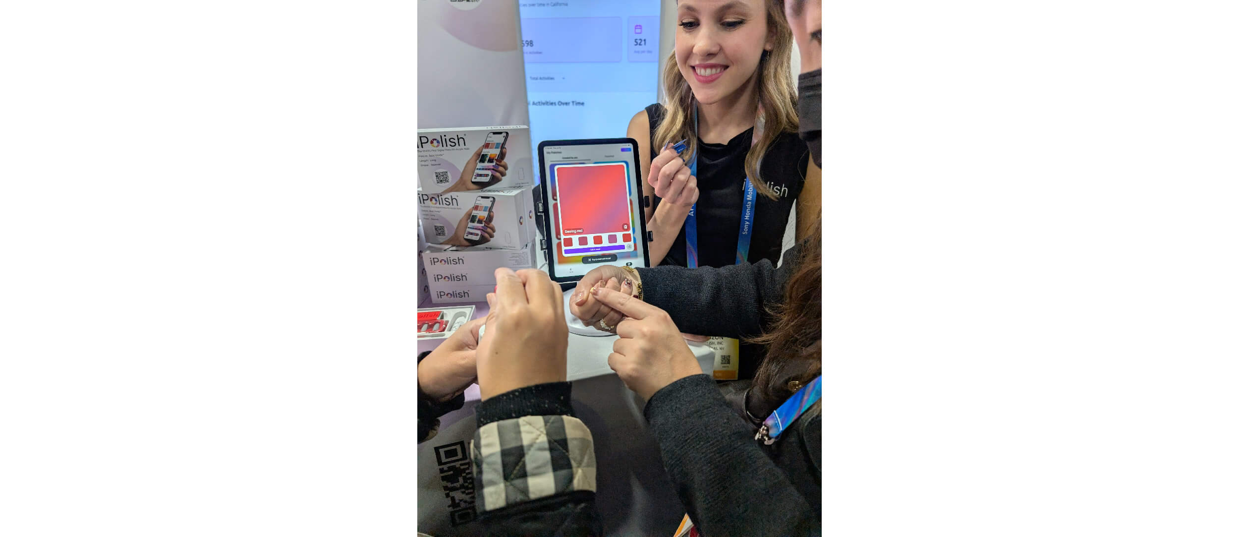 iPOLISH digital color-changing press-on acrylic nails at CES 2026