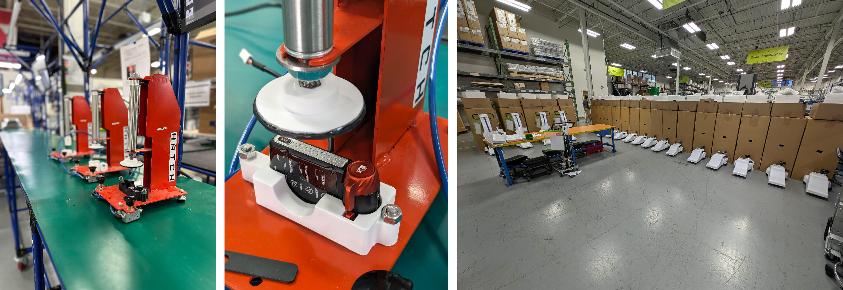 Fixtures and jigs and a lineup of a medical product as they get ready to scale through DVT engineering