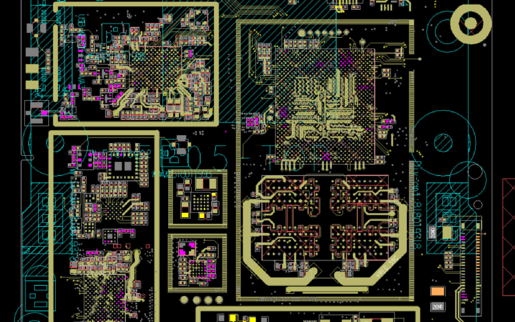 Inside of prototype device showing PCBA connected to multiple cables via electrical engineering services at Hatch