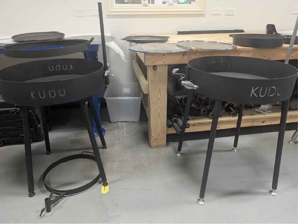 Two KUDU open fire grills at Hatch's contract manufacturing facility