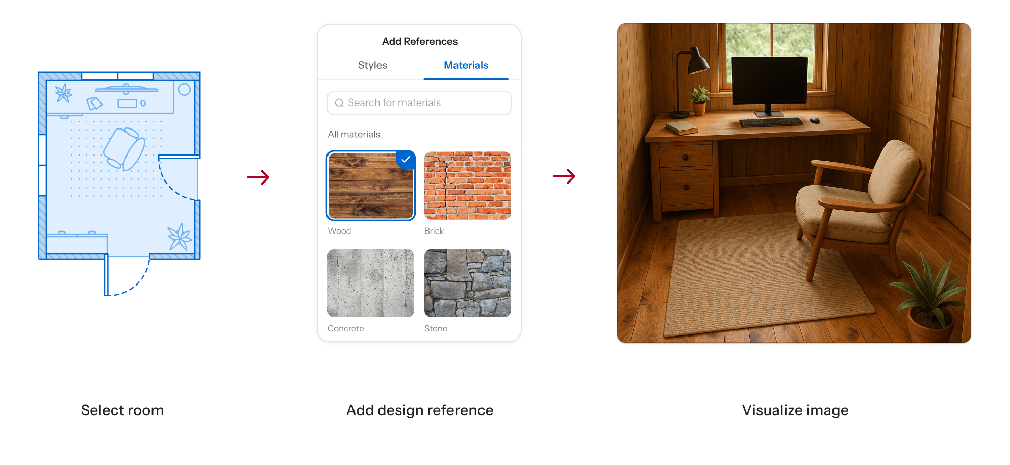 Create photorealistic render from plan