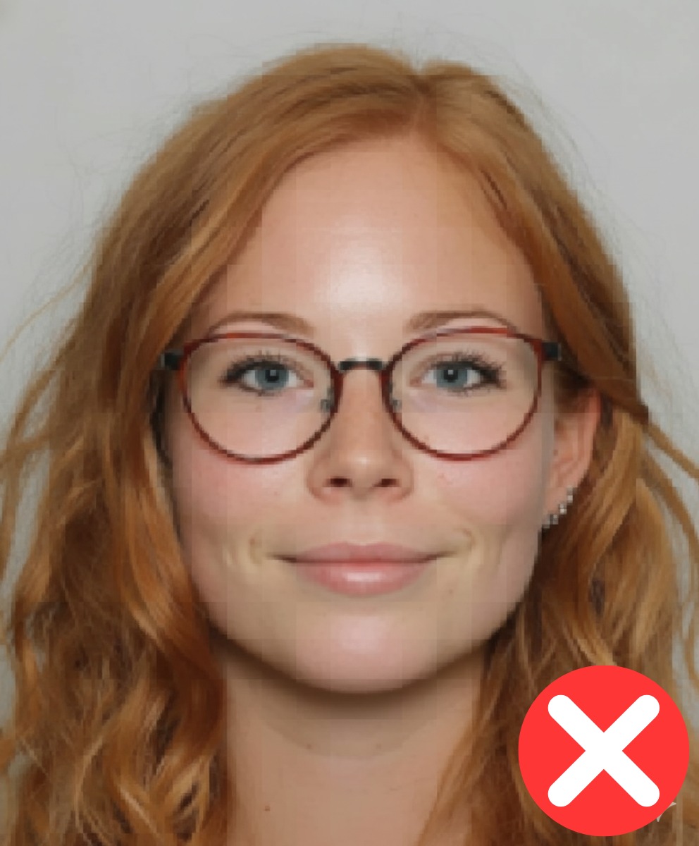 A foto do passaporte está pixelada