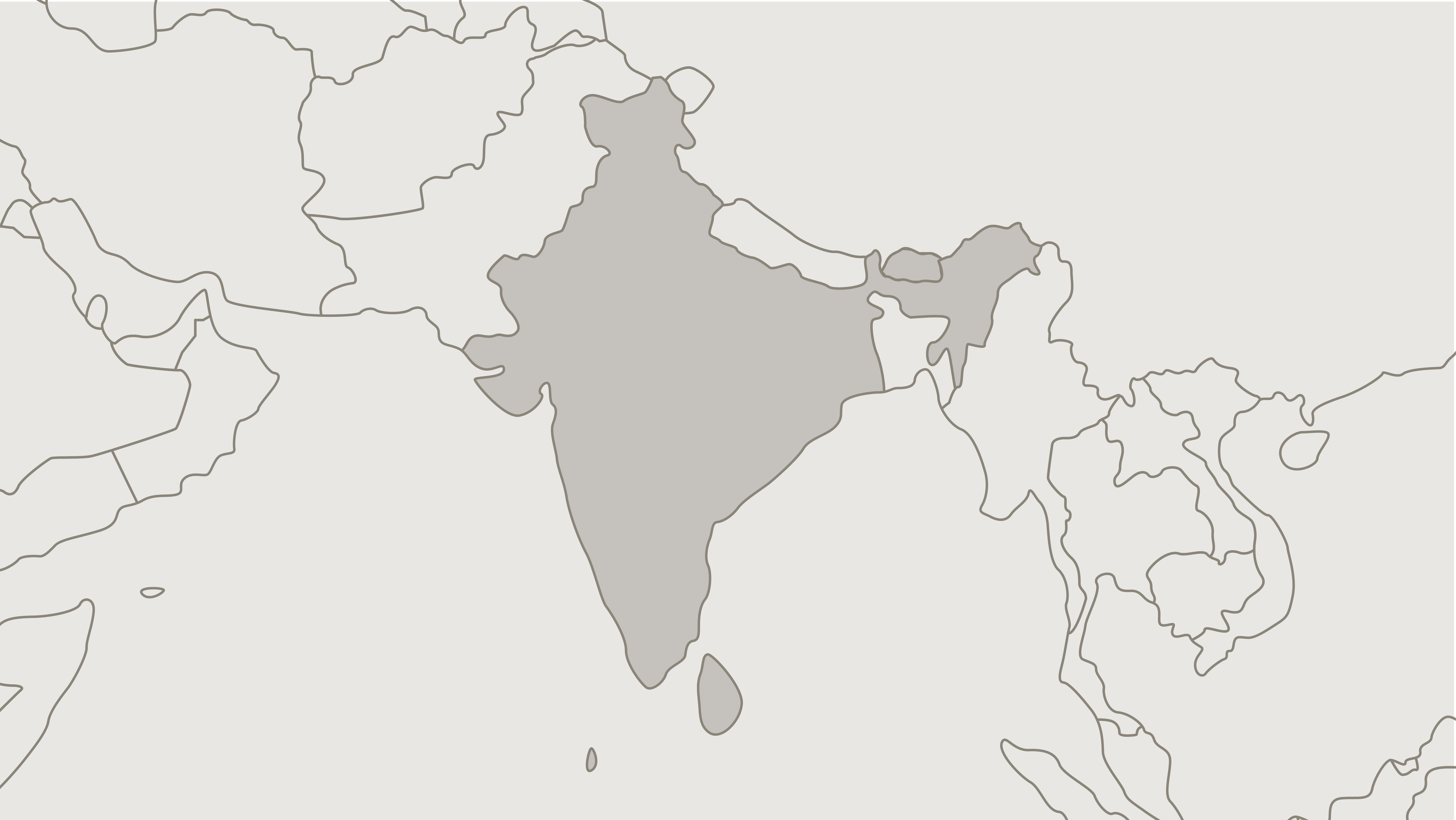 Map highlighting India and its neighboring countries in South Asia and Southeast Asia.