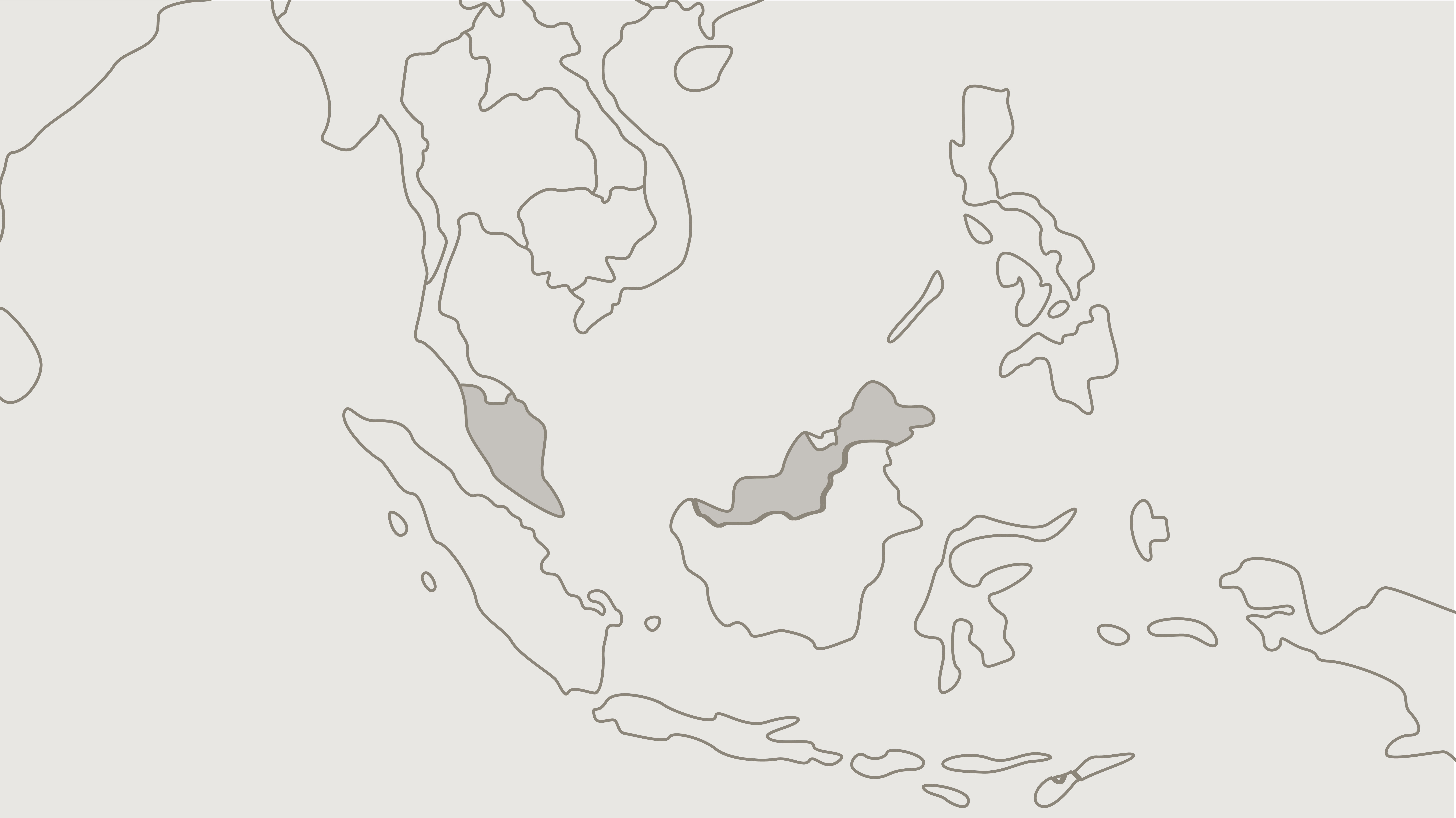 Map of Southeast Asia focusing on Malaysia with Peninsular Malaysia and East Malaysia shaded.