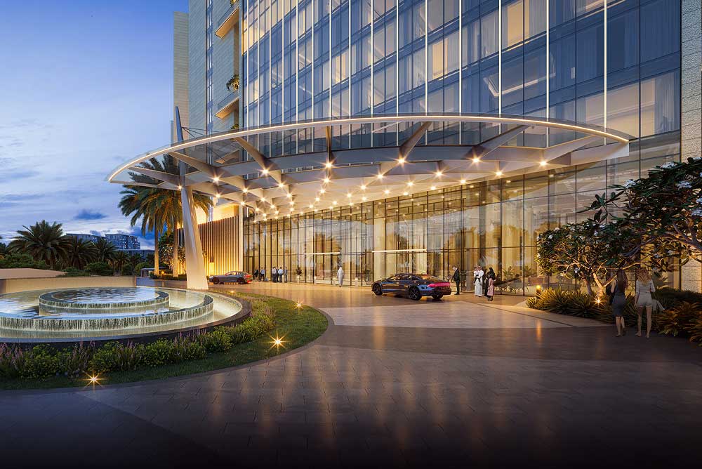 Exterior image render of the Nasim Al Bahr Branded Residences in UAE.