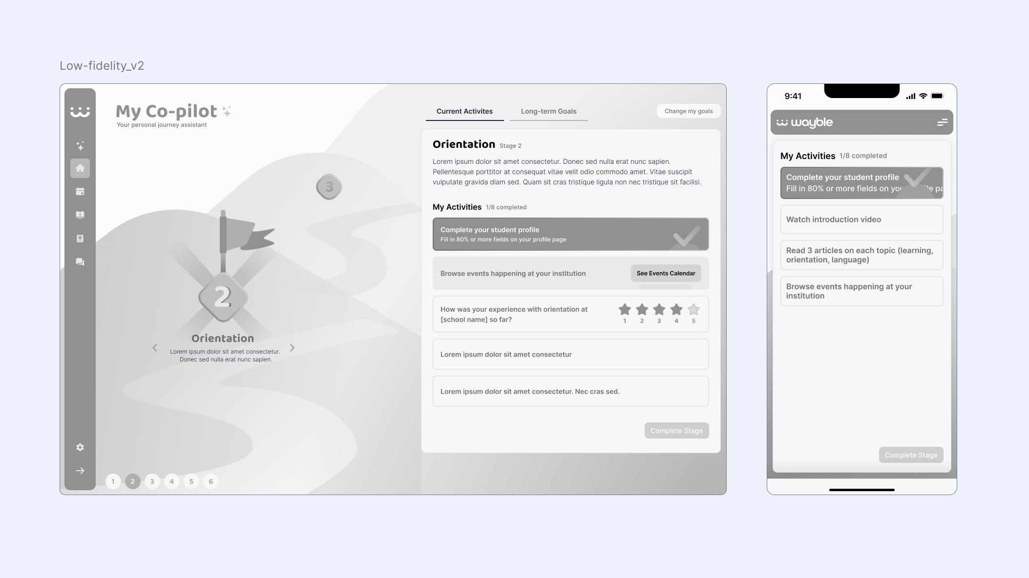 The second iteration introduced long-term goals while exploring the idea of built-in actions within activities based on activity type.