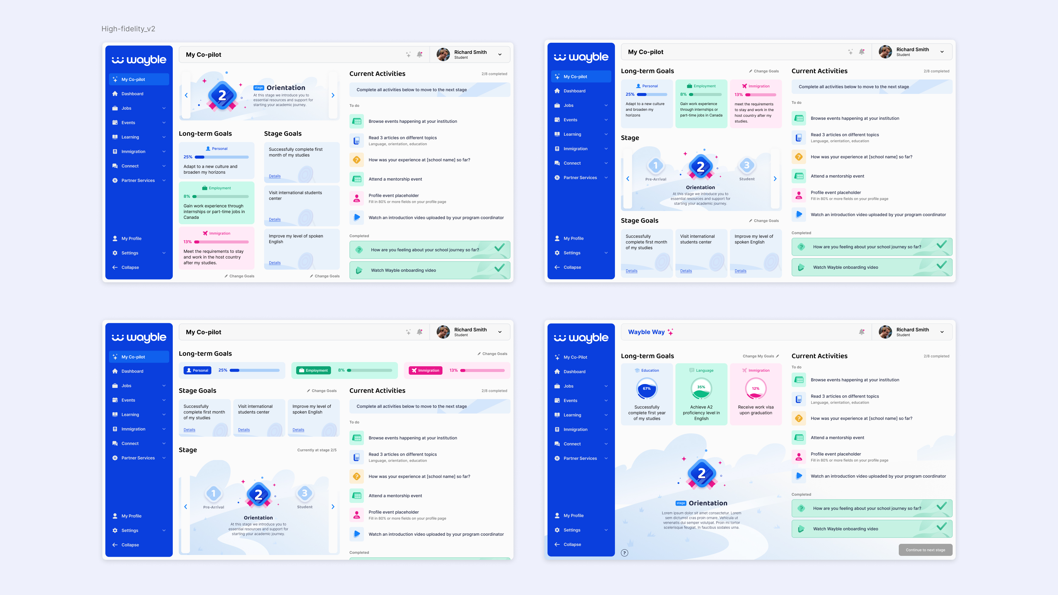 In the next high-fidelity iteration, I explored multiple layout options and validated them through internal testing to see which best guided students’ attention.