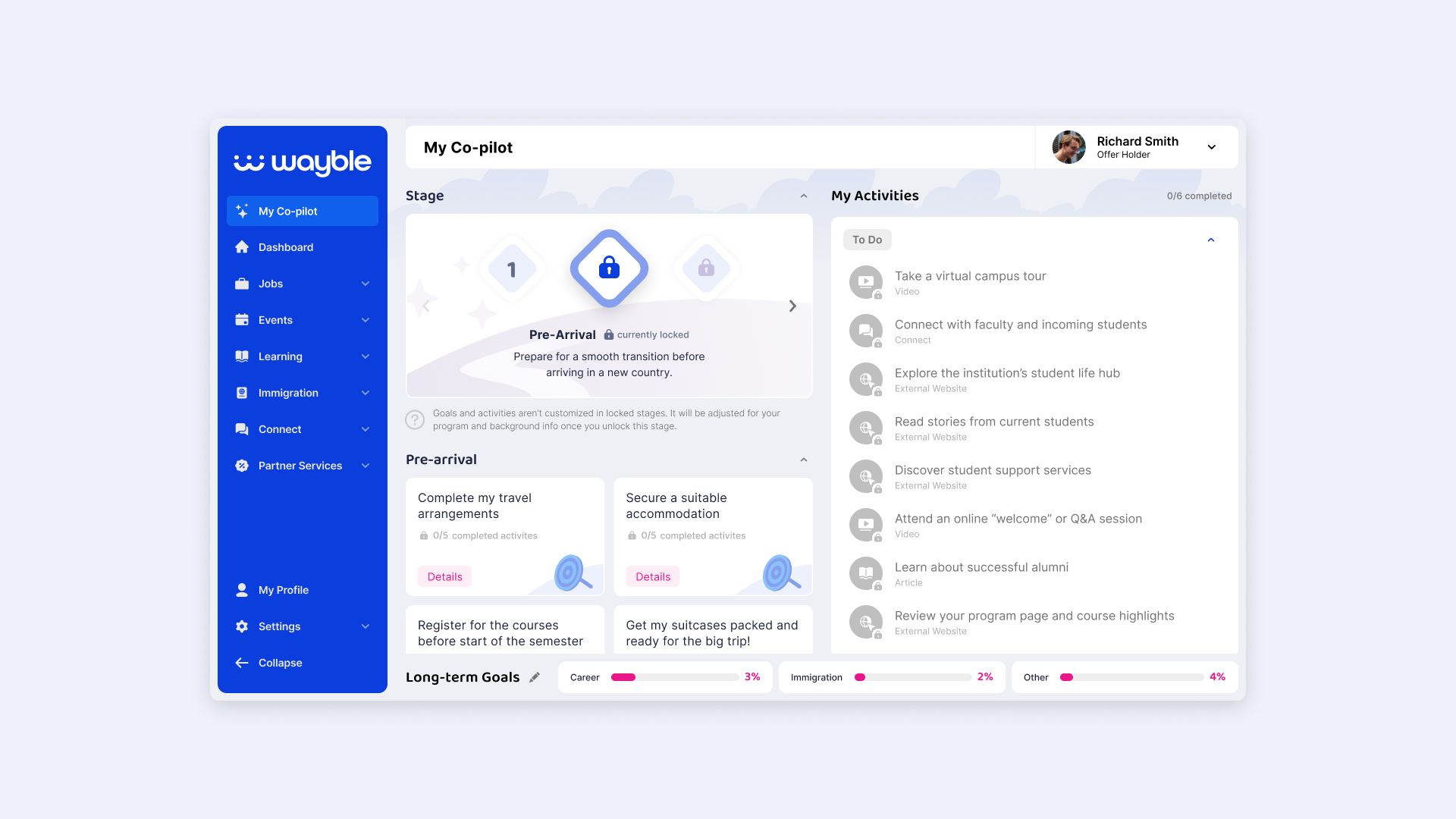 Administrators can open or close stages for specific student groups and define triggers that determine when they become available. Closed stages allow students to preview activities without personalization.