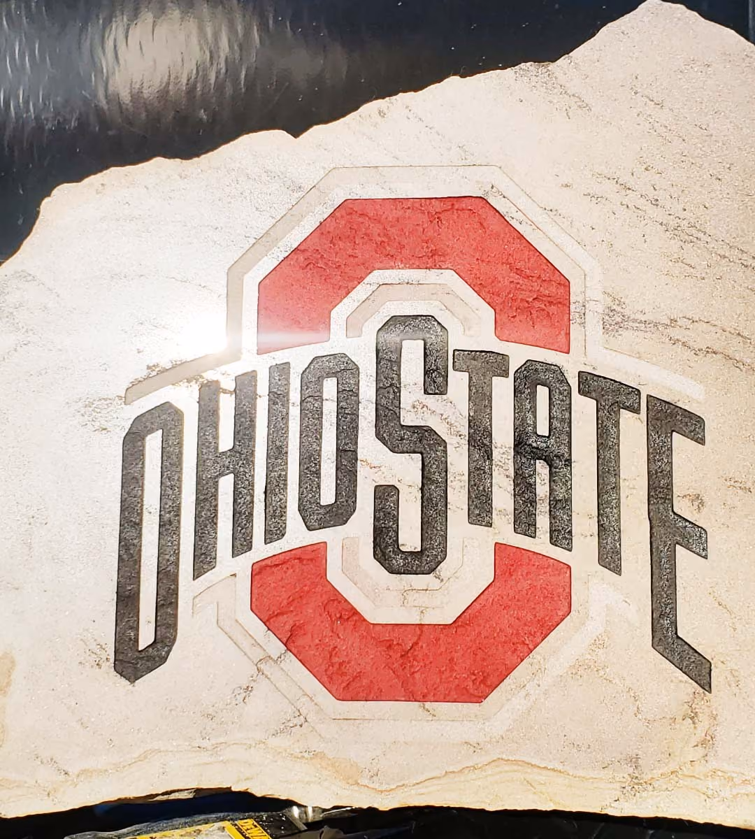 Stone with Ohio State Sign