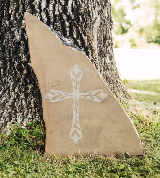 Engraved Stone with Cross design