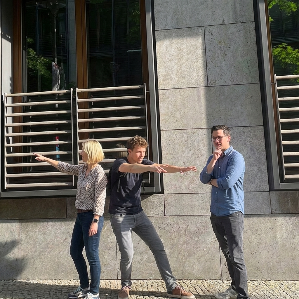 Team in Heldenpose bei der Challenge „Heldenhaftes Team“