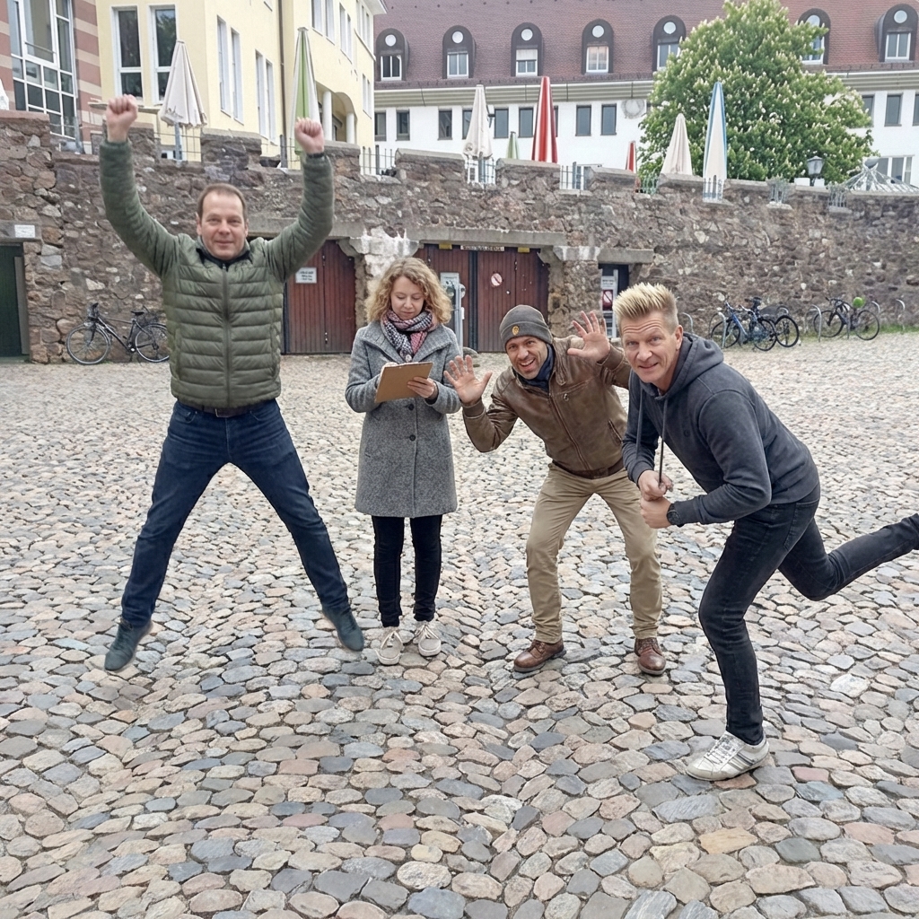 Team moment during the Berlin scavenger hunt