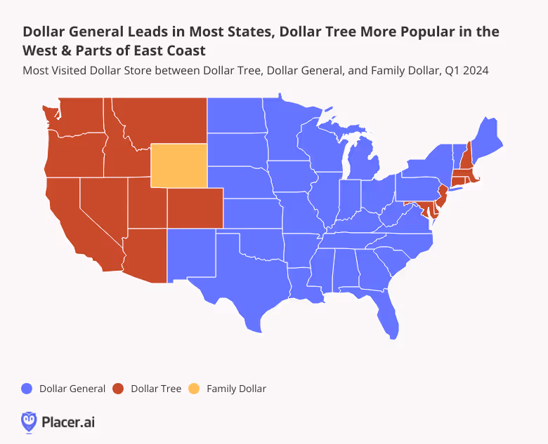 Share of most visited dollar stores, Q1 2024