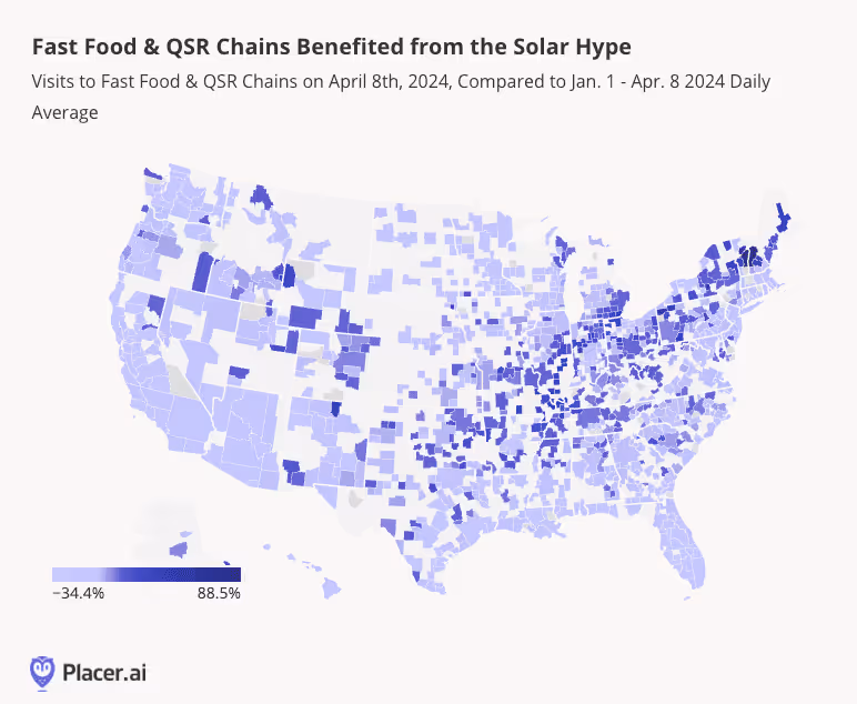 map: fast food & QSR chains along path of totality benefitted from the solar hype