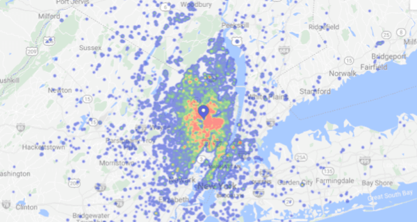 Screenshot of a true trade area from the Placer.ai platform