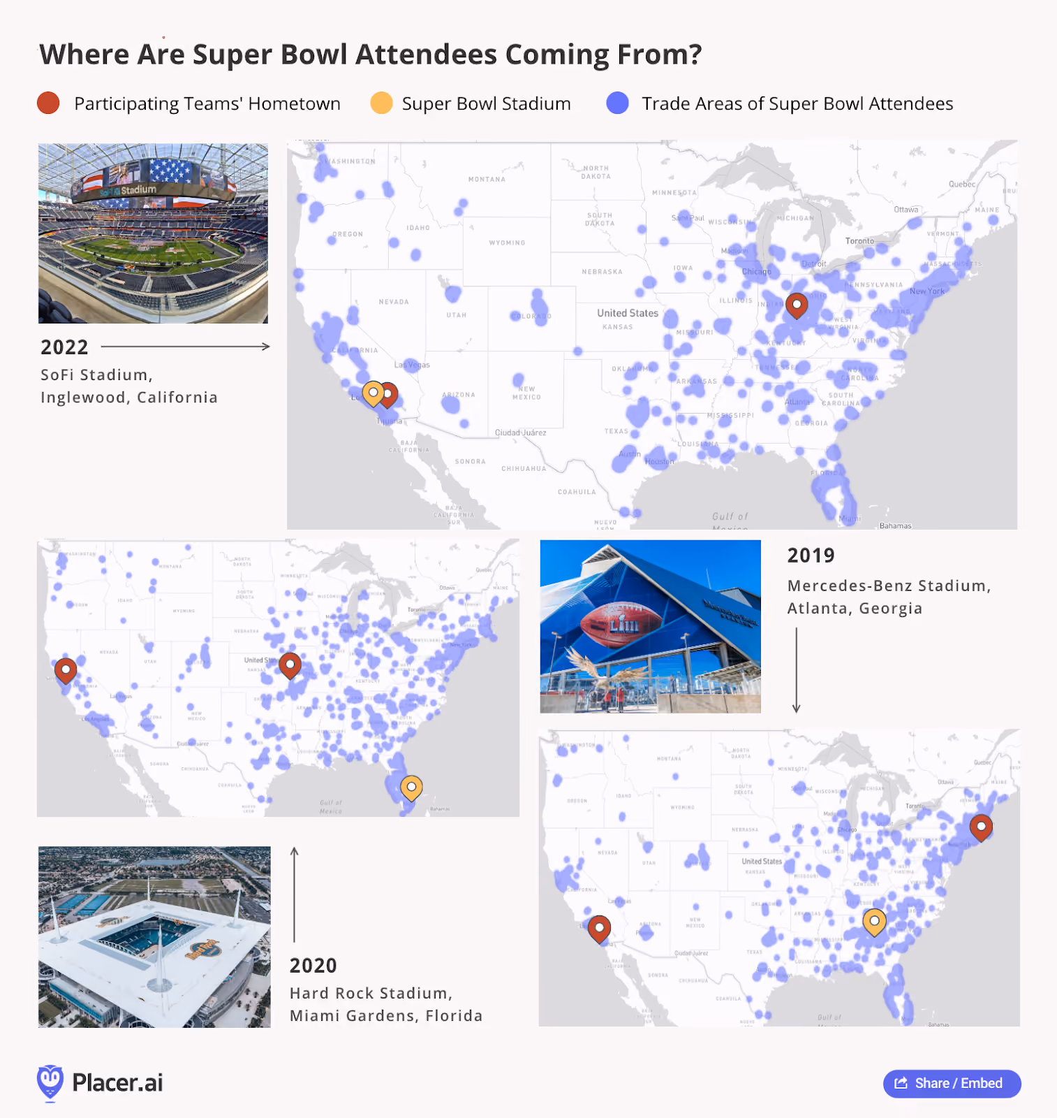 Heatmap of Super Bowl Visitor Origins