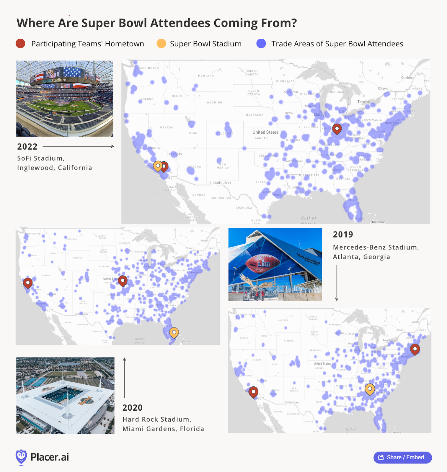 Heatmap of Super Bowl Visitor Origins