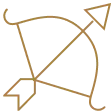 Icon of a bow with an arrow drawn, ready to shoot.