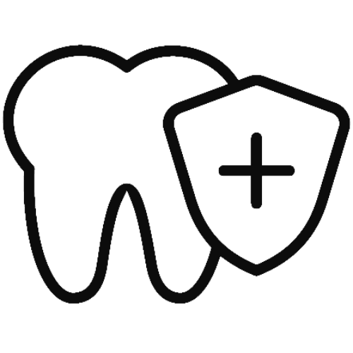 Tooth icon with a shield 