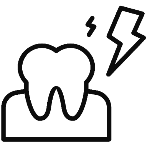 Tooth icons showing pain symbols coming from the tooth 