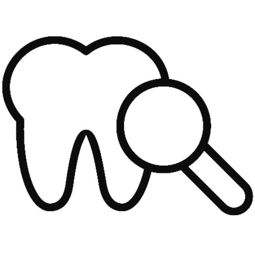 Tooth icon with a magnifying glass 