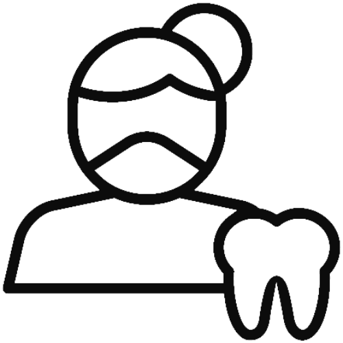 Tooth icon next to a lady