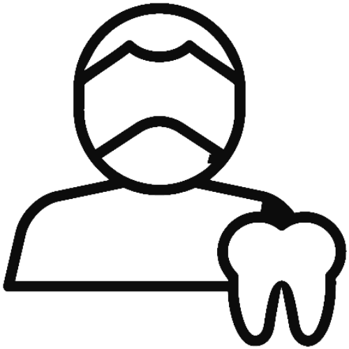 Person with an tooth on the side , symbolizing extra teeth to help with chewing and eating. 