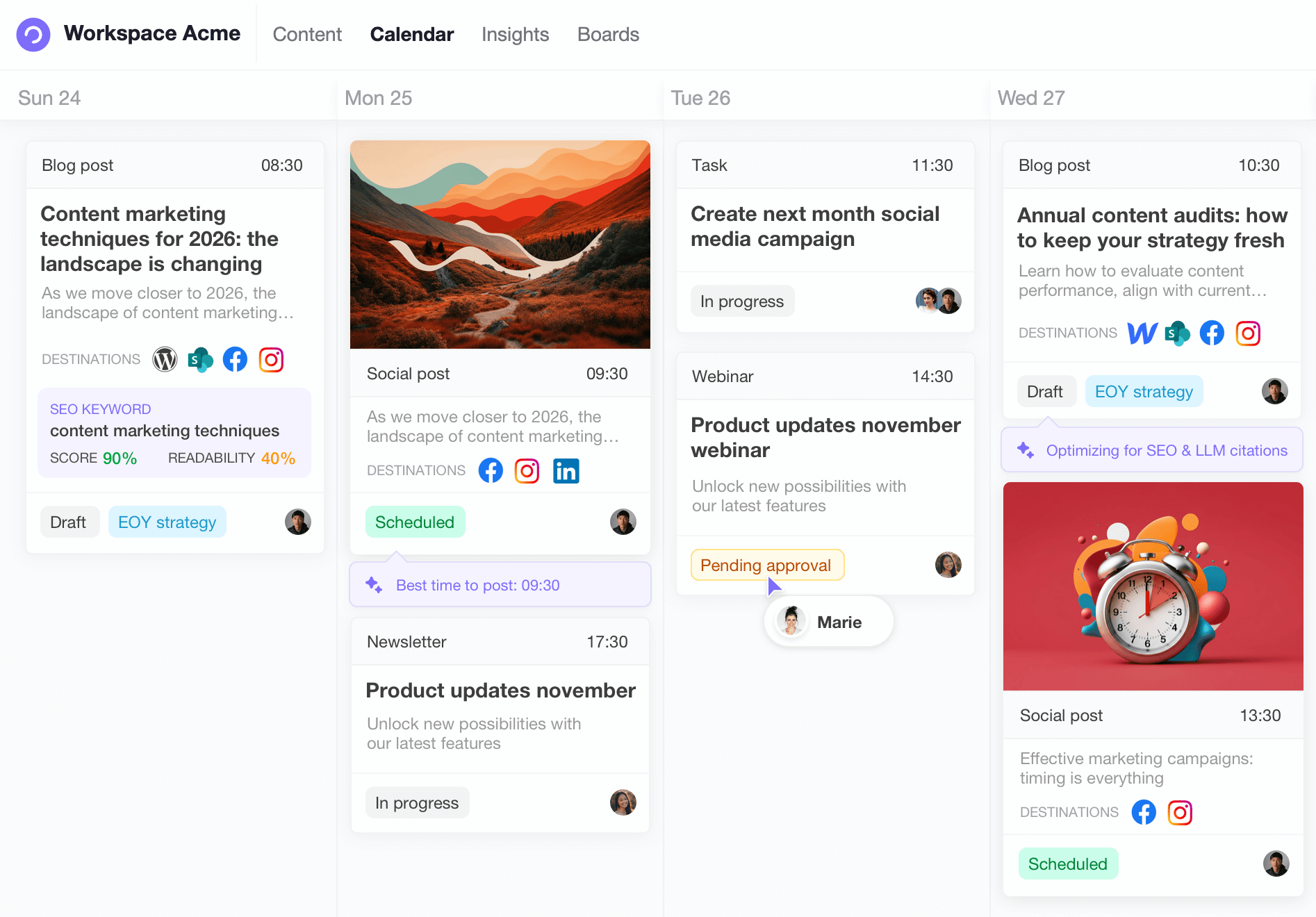 StoryChief Content Calendar