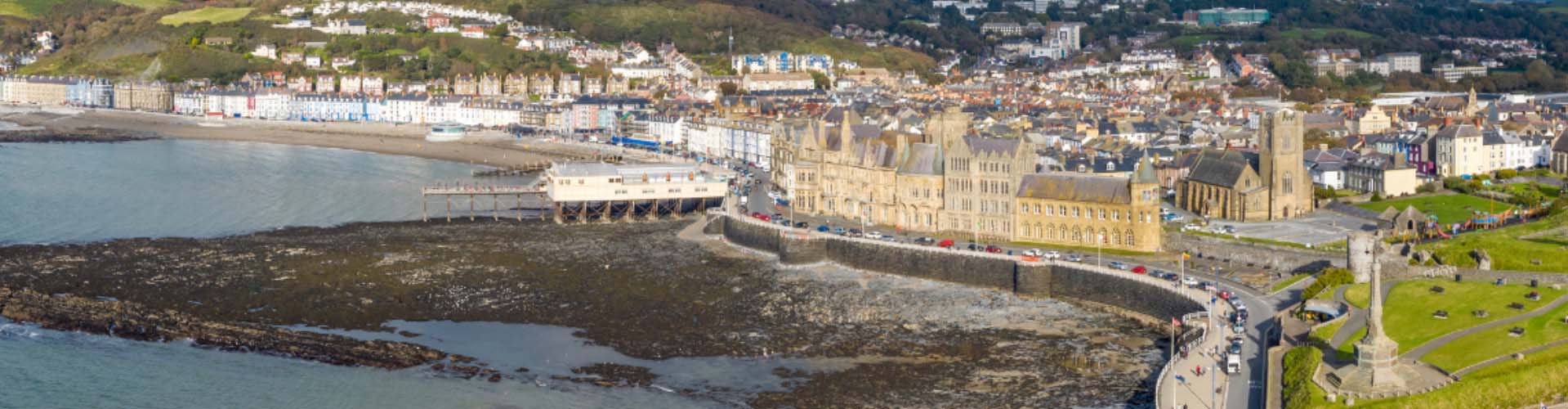 Aerial shot of the Aberystwyth coastline